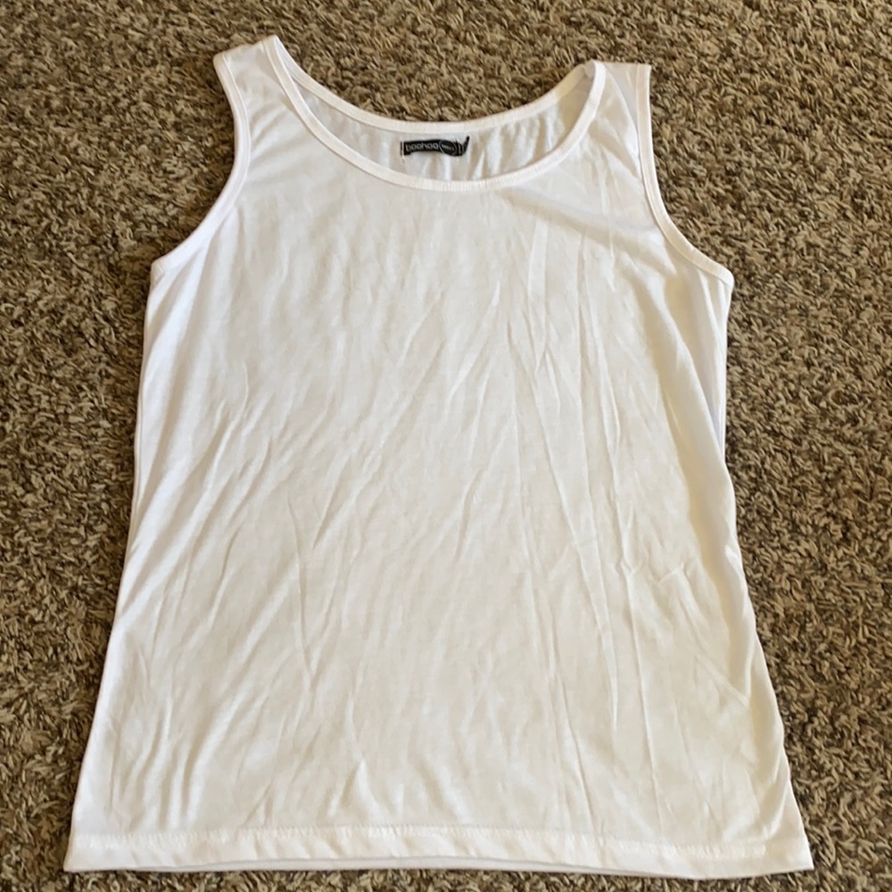 Boohoo Basics White Tank Top Size 6